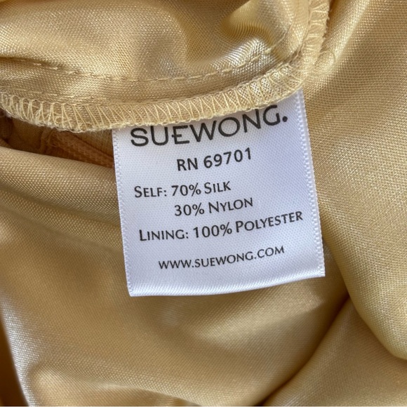Sue Wong Embroidered Yellow Silk Cocktail Dress | Size 2 - Picture 8 of 9